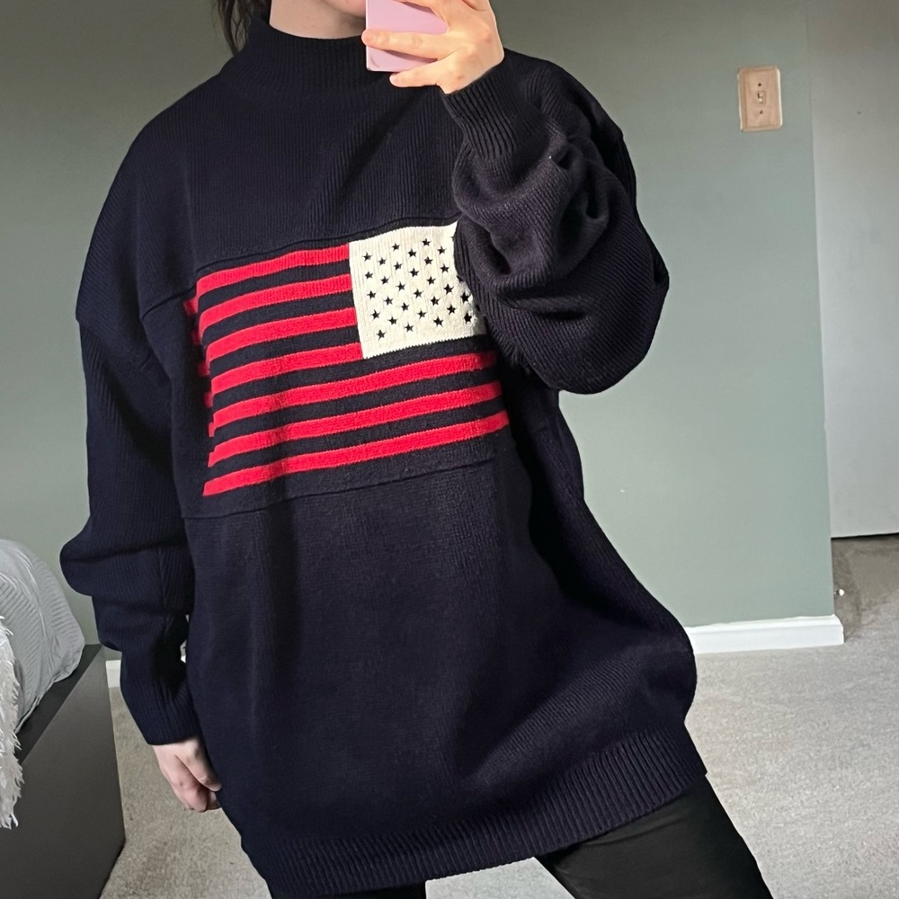 Oversized Navy American Flag Sweater